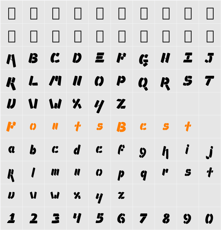 Ampad Solid Character Map