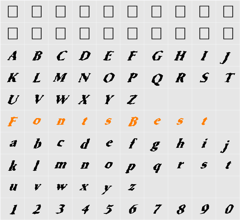 FZ WACKY 66 ITALIC Character Map