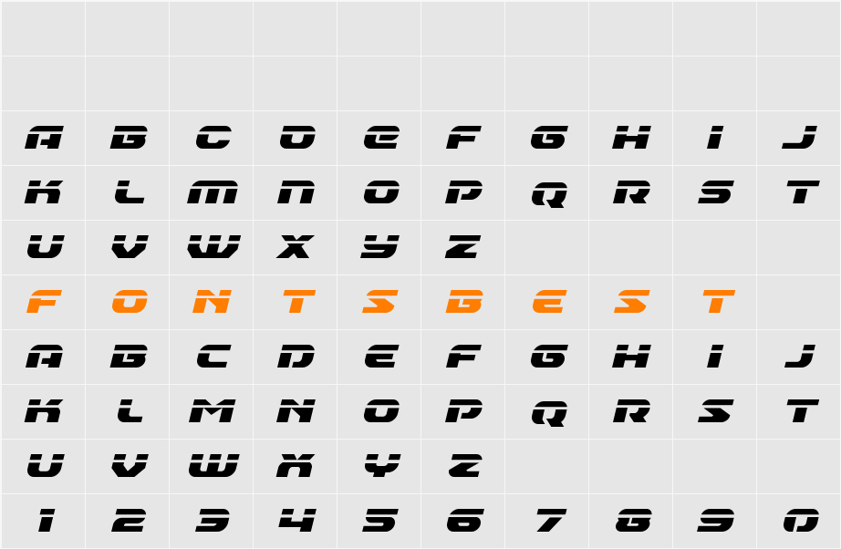 Annapolis Laser Italic Character Map