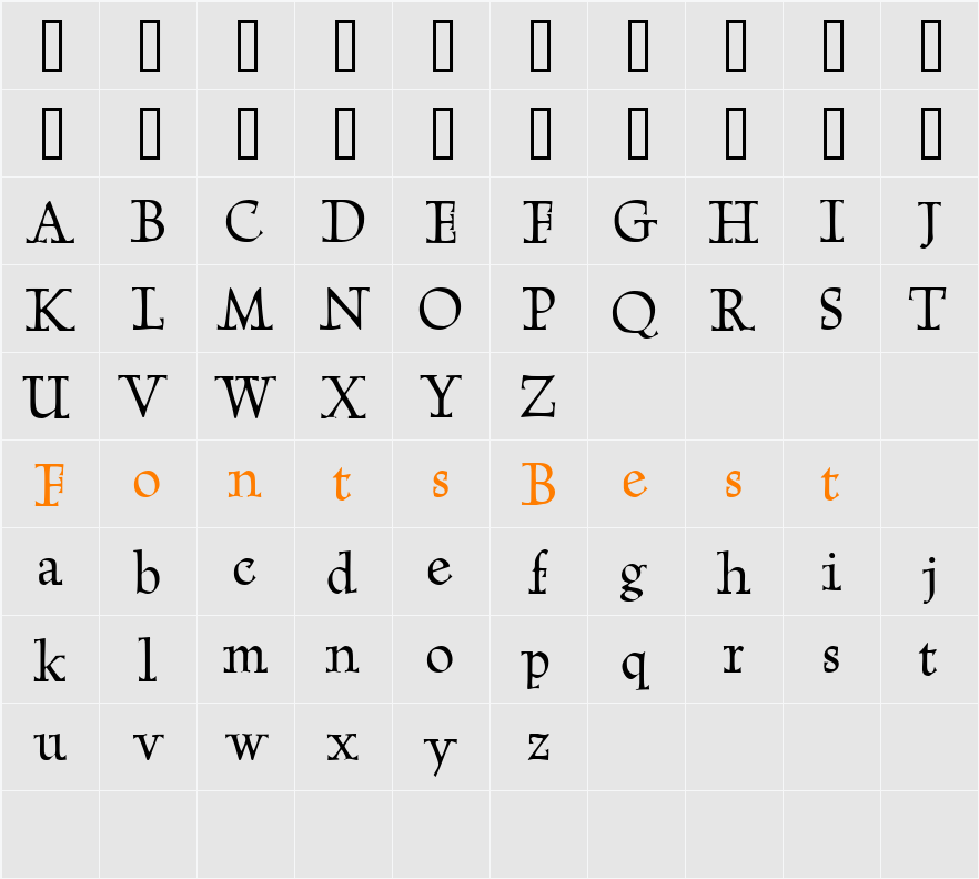 Megaserif One Demo Character Map