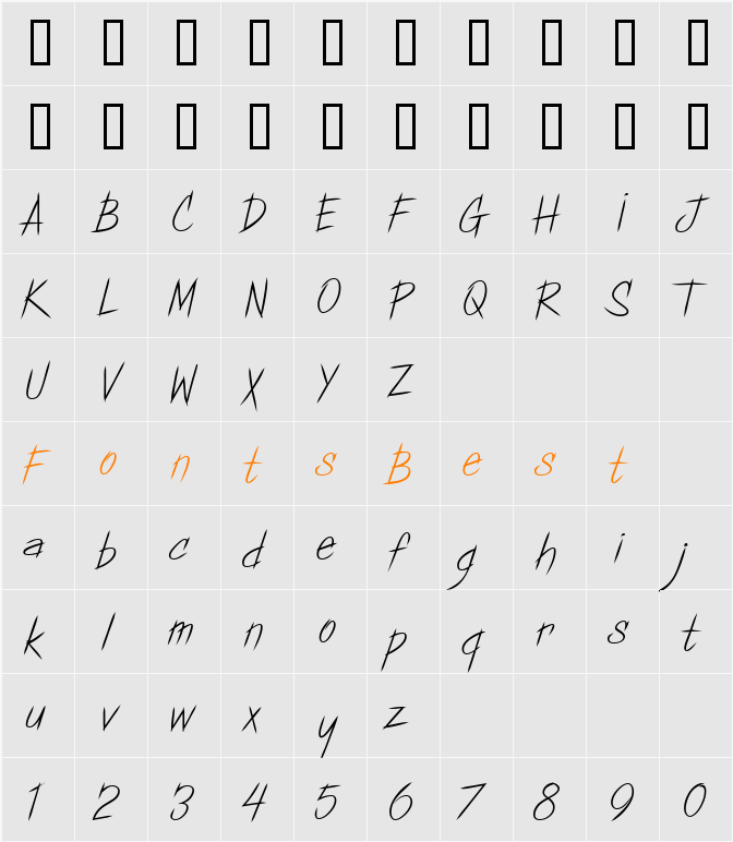 Copa Sharp BTN Character Map