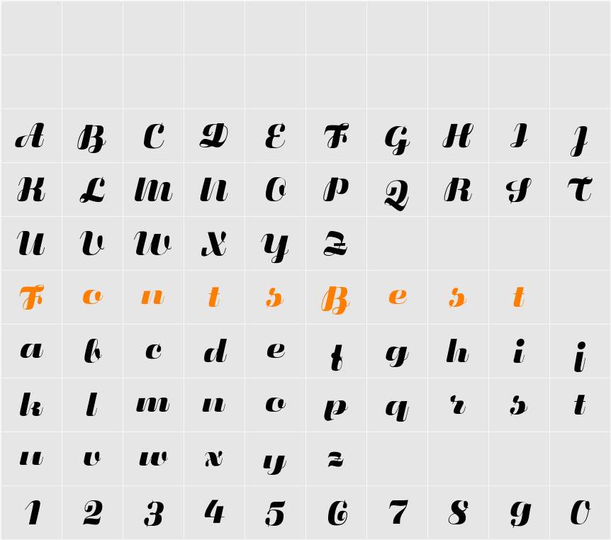 CgFluidum Character Map