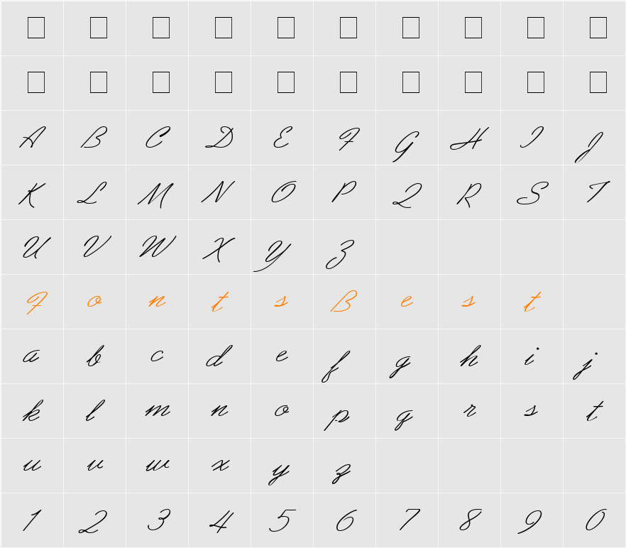 Abrazo Script SSi Character Map