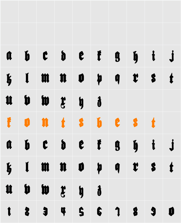 Biergärten Condensed Character Map