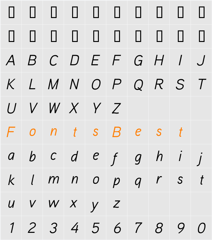 Aaux ProRegular Italic Character Map