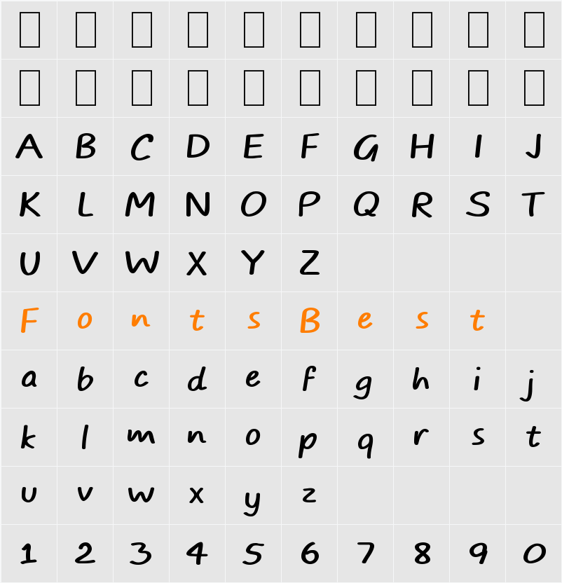 TYPO COMICS DEMO Character Map