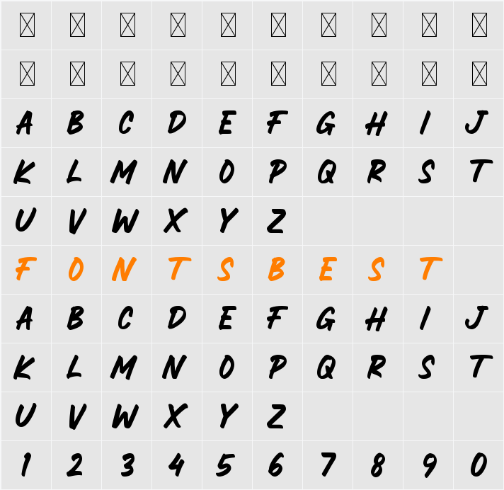 ROCKSLIDE Character Map