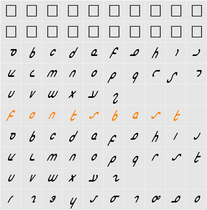 Masterdom Condensed Italic Character Map