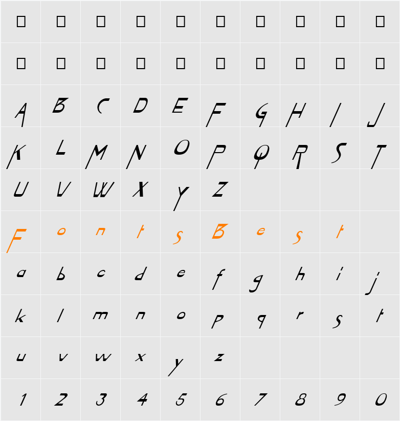 FZ JAZZY 45 ITALIC Character Map