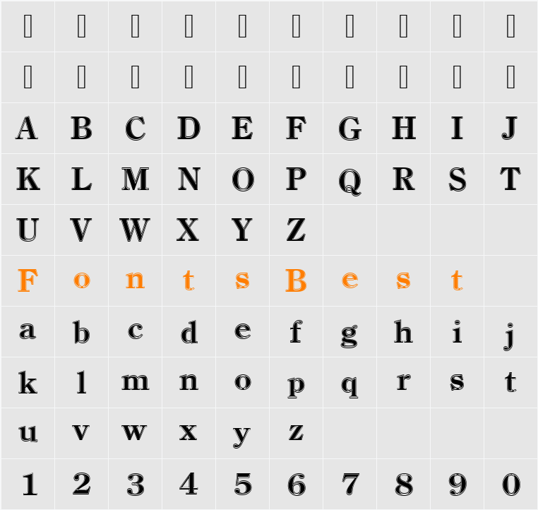 CenturyOldStyTBolIn1 Character Map