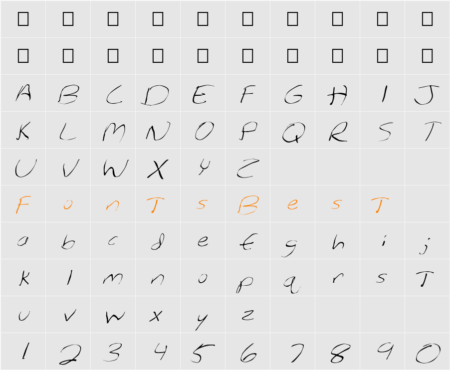 FZ WARPED 27 ITALIC Character Map