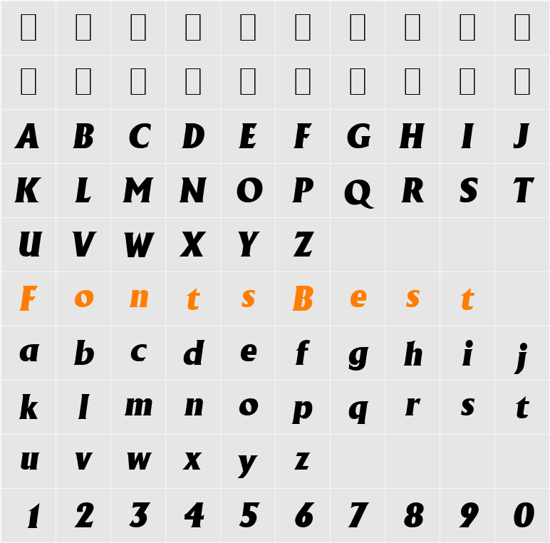 AdelonSerial-Heavy Character Map