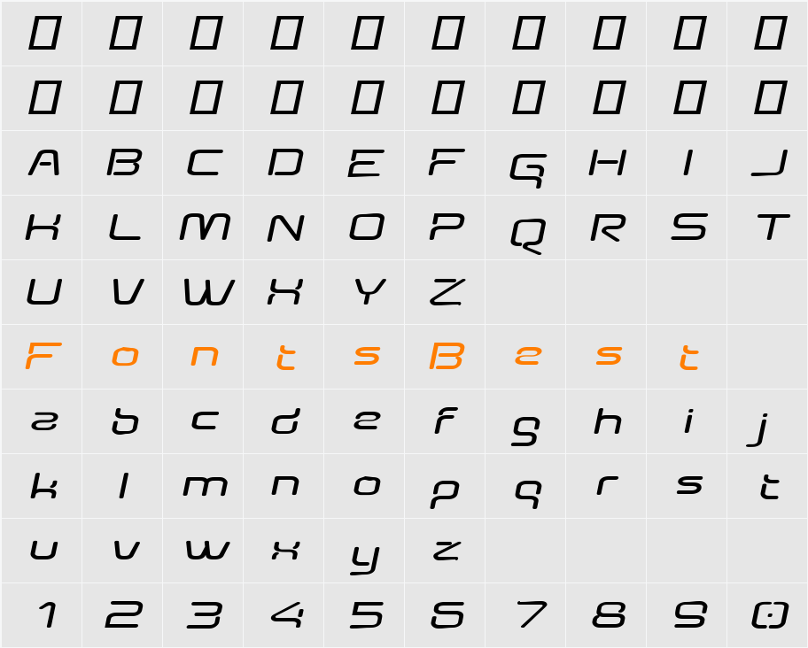 AunchantedExpandedBoldOblique Character Map