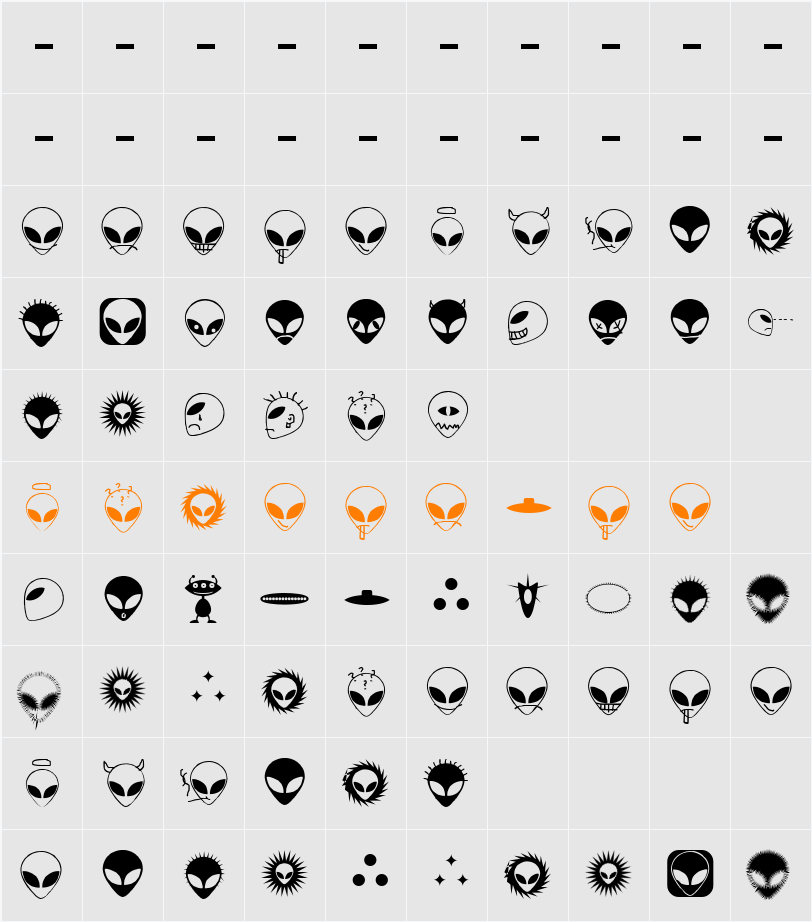 Alienator Character Map