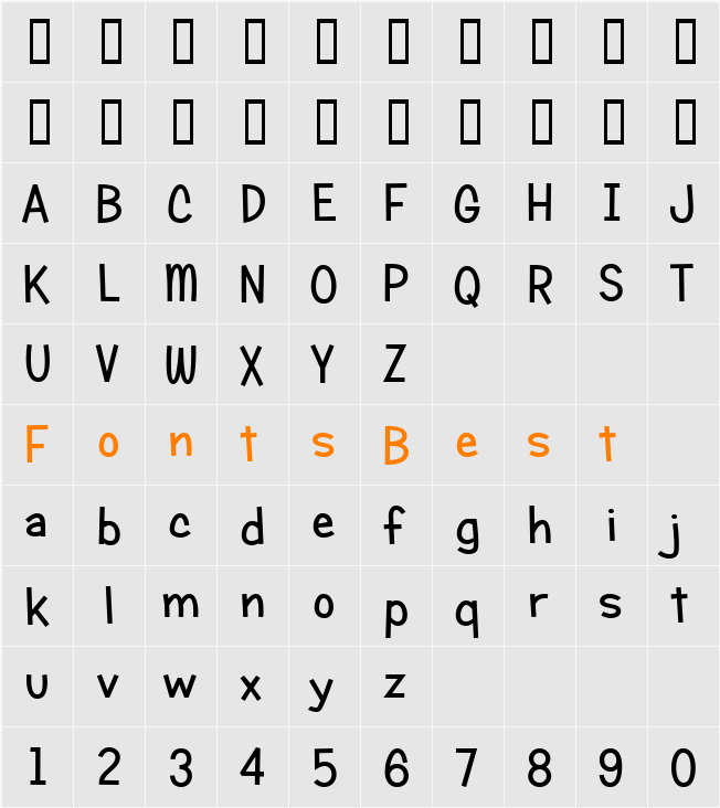 Candy Square BTN Character Map