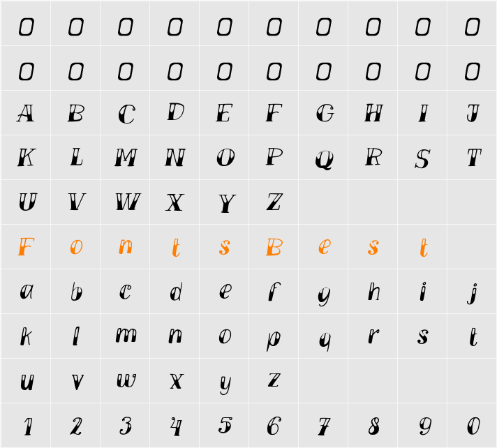 TM Vinograd Oblique Character Map