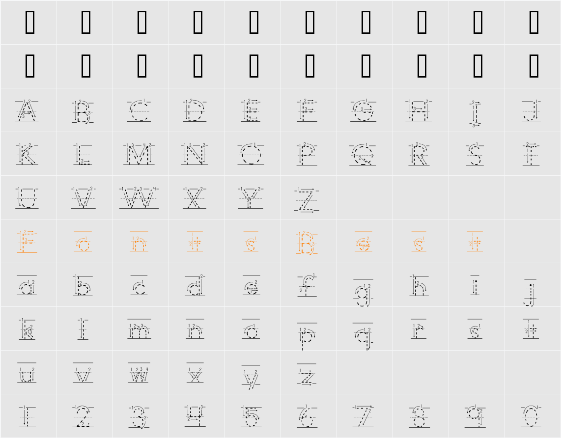 AbcPrintArrowDotted Character Map