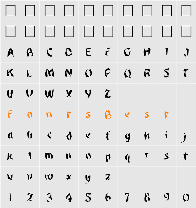 FZ WACKY 45 Character Map