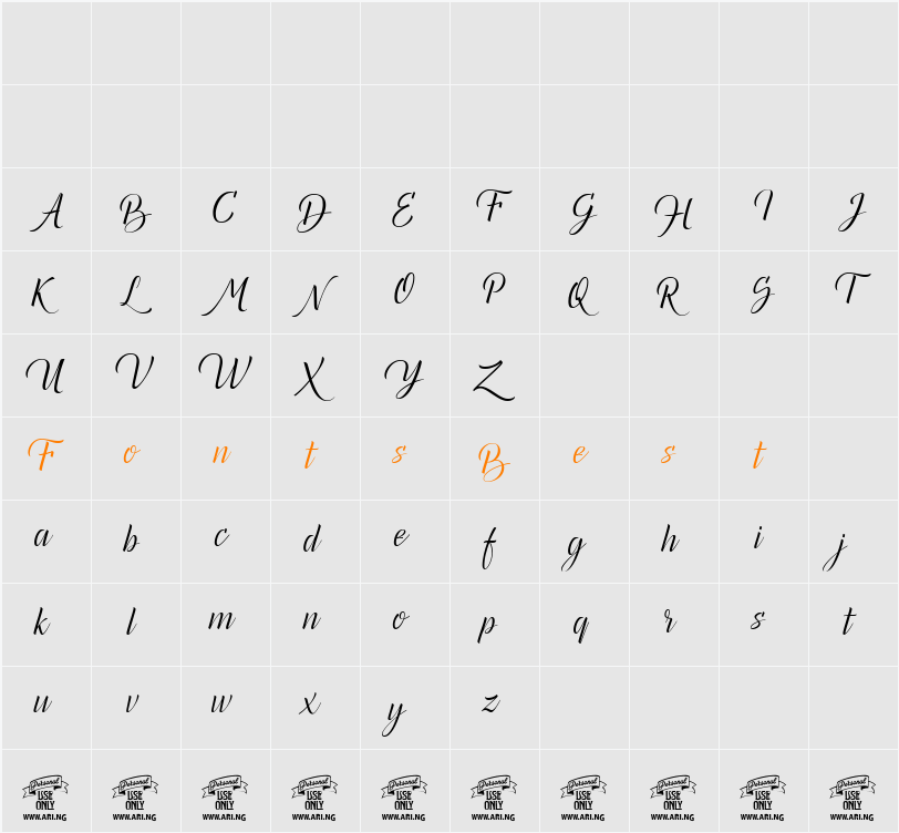 Canela Bark PERSONAL USE Character Map