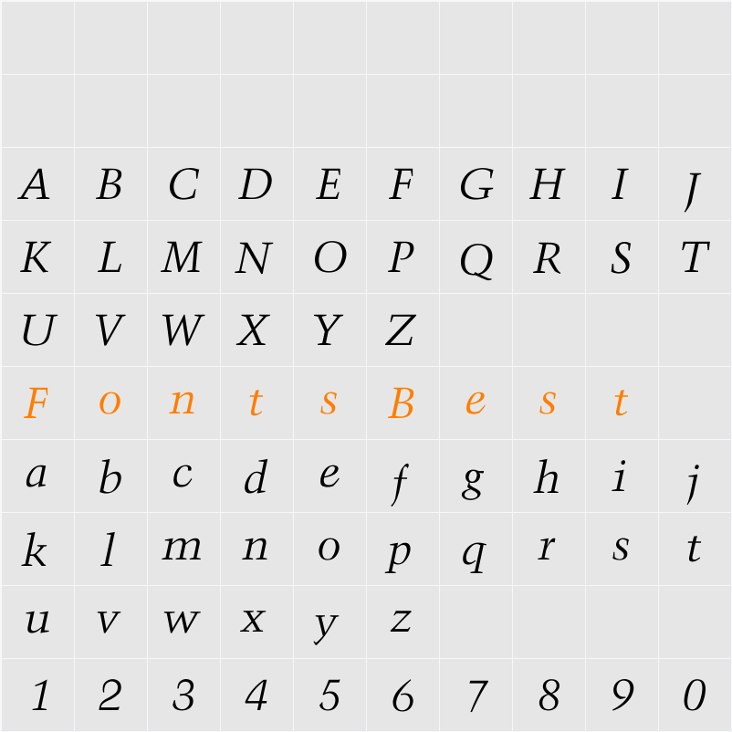 Activa-Italic Character Map