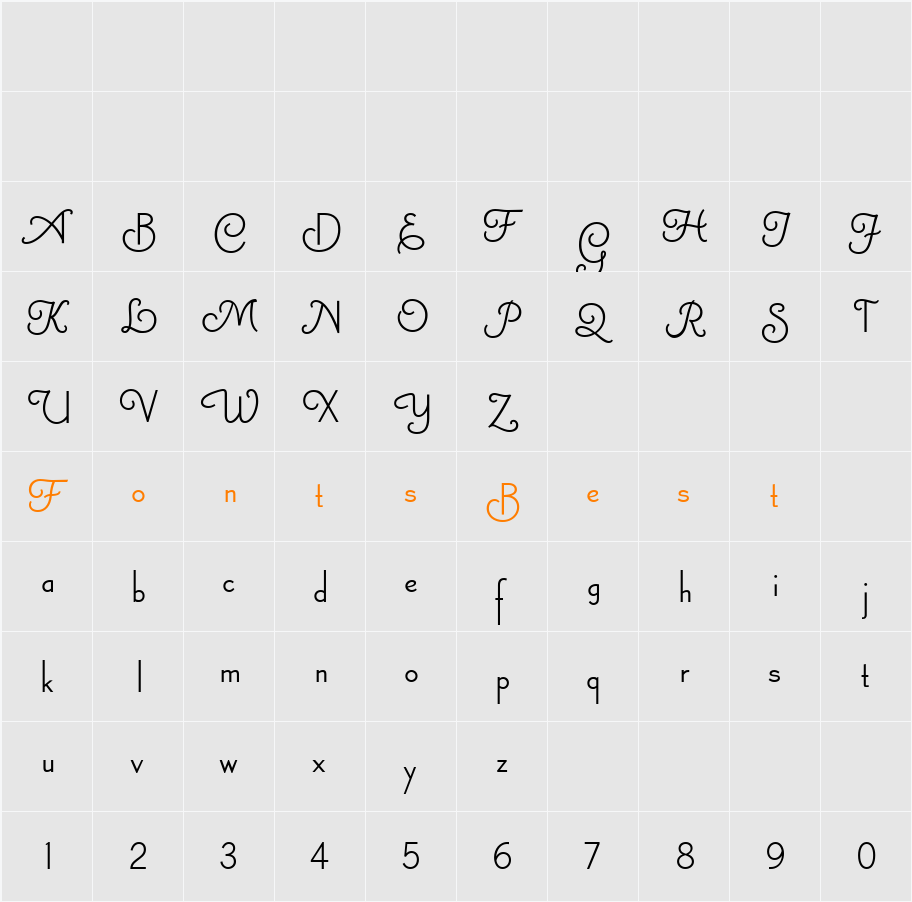 Canterbury Sans Swash RR  Character Map