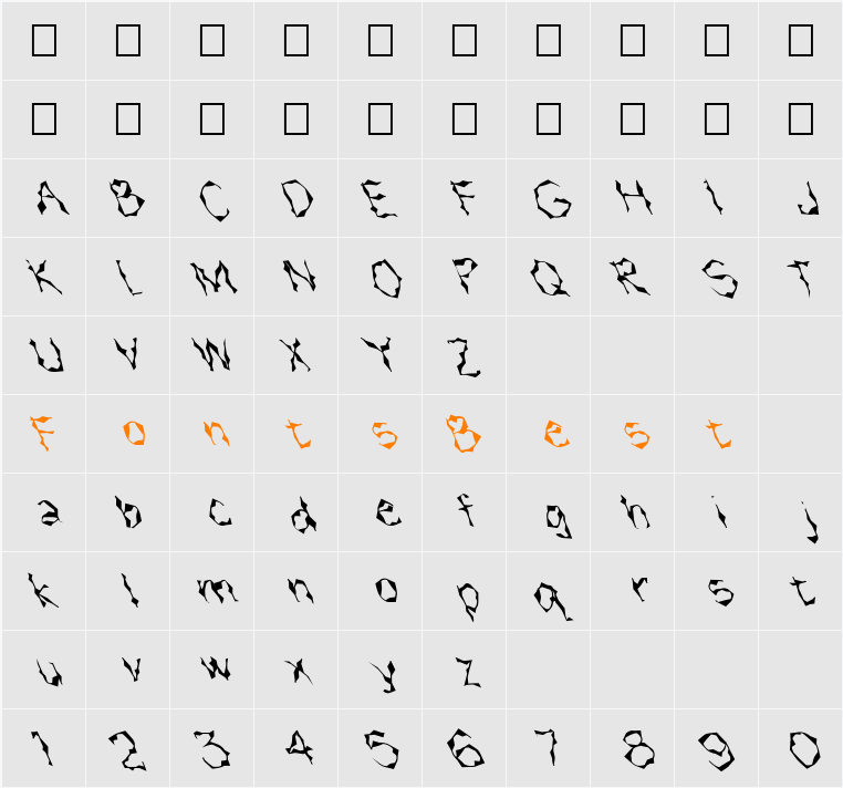 FZ WACKY 15 LEFTY Character Map