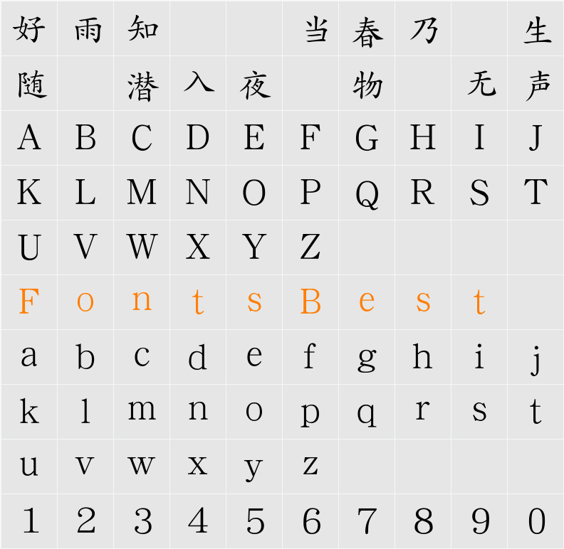 ＤＦＰ中楷書体 Character Map