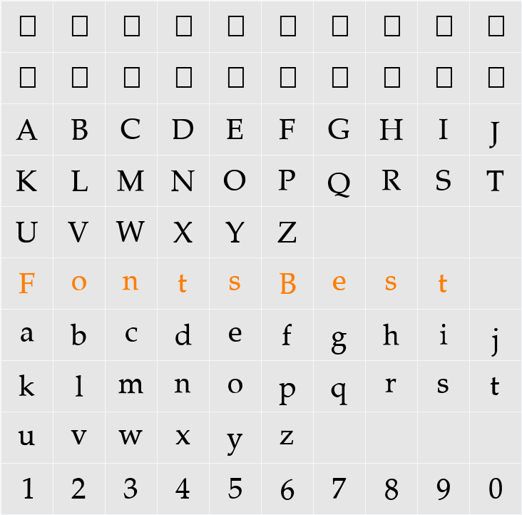 FZ ROMAN 21 Character Map