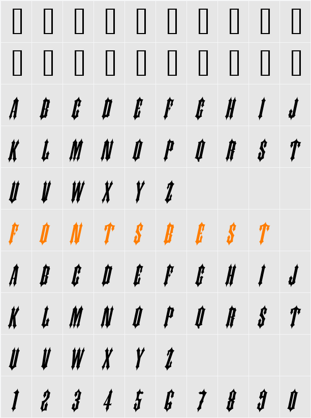 Ironwork Character Map