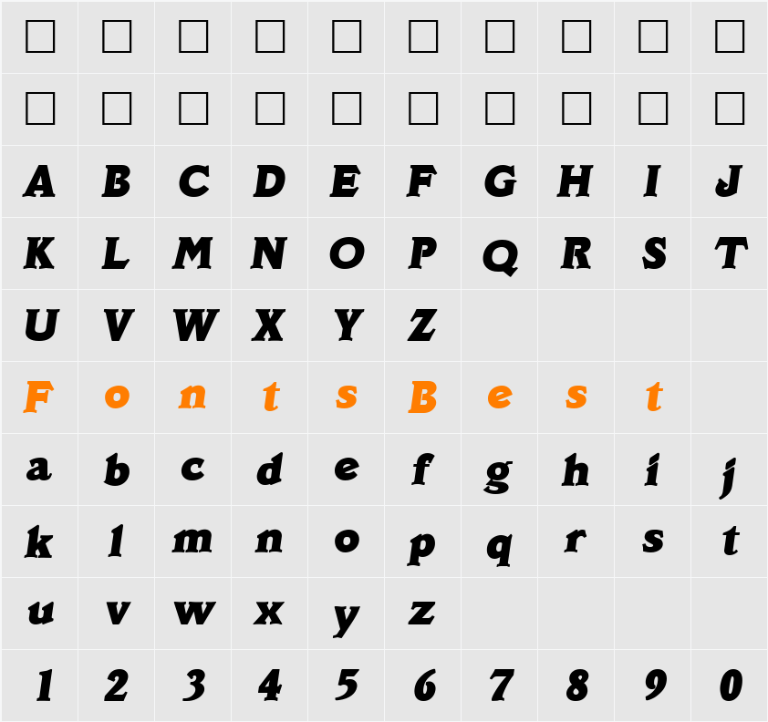 CrimmonItal Character Map