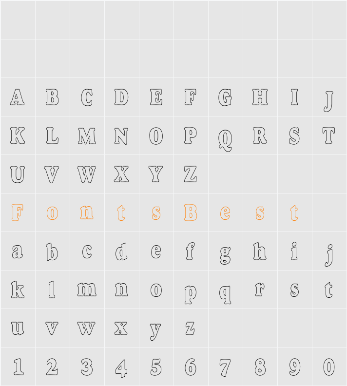 Alexuss Heavy Hollow Condensed Character Map