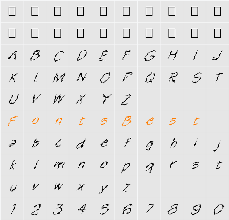 FZ WACKY 15 ITALIC Character Map