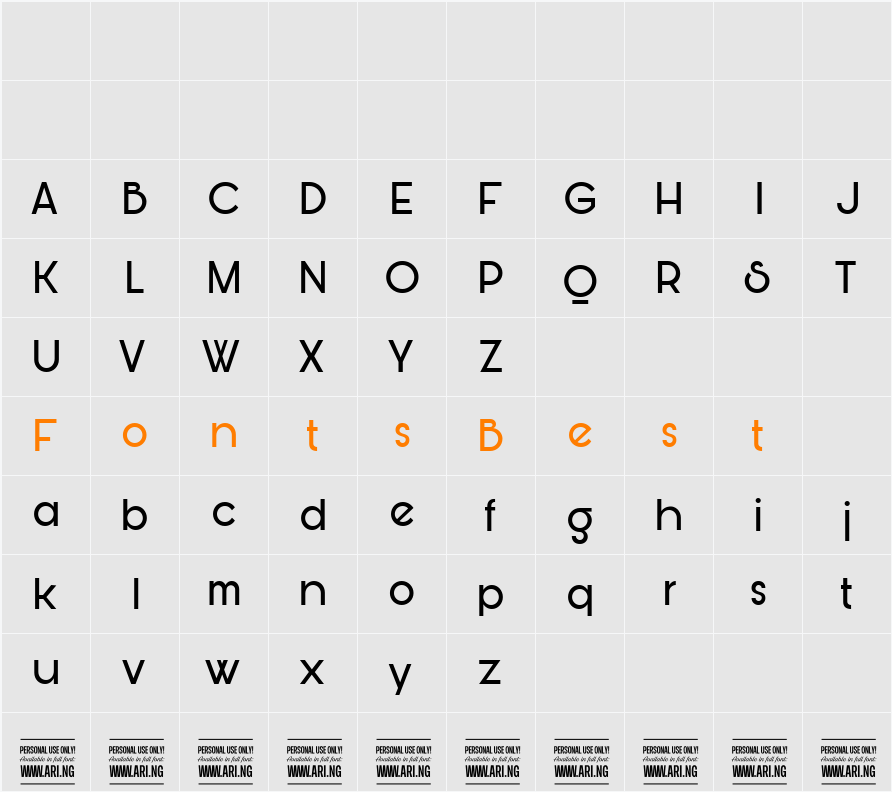 Bunya PERSONAL Character Map