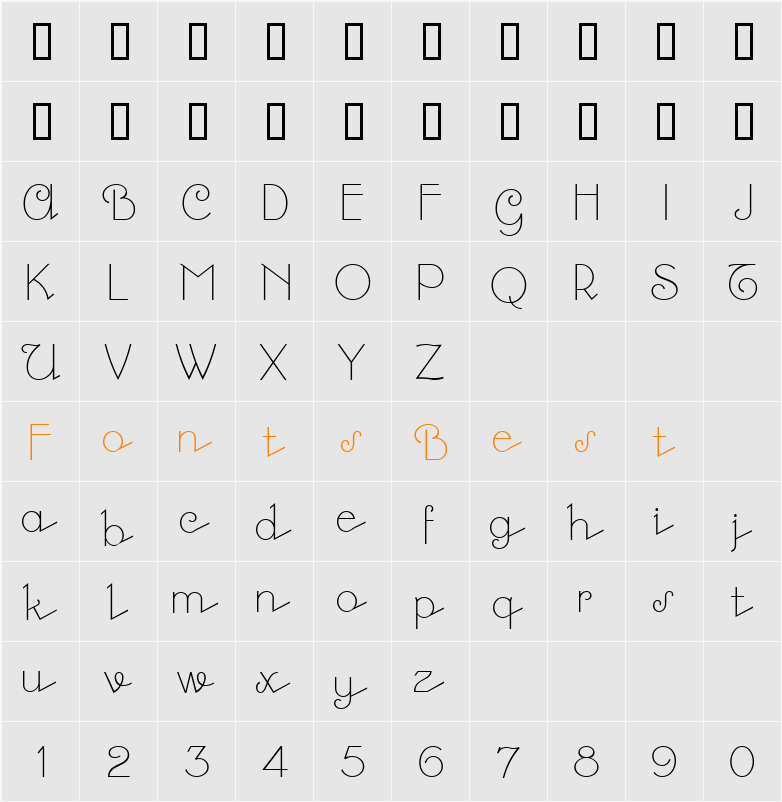 ArtemisiaNF Character Map