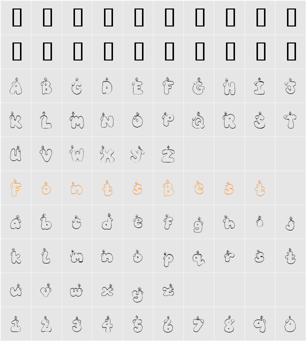 CK Candles Character Map