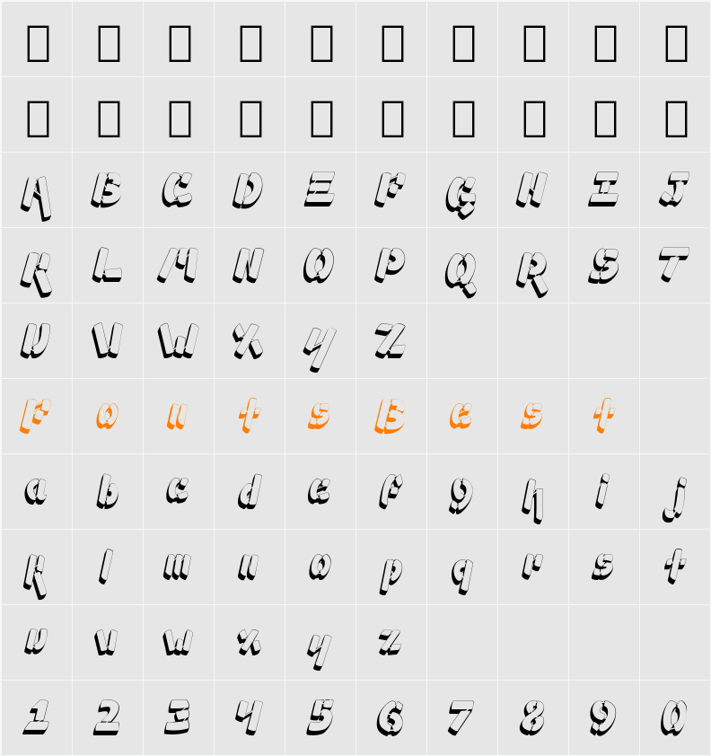 Ampad 3D2 Character Map