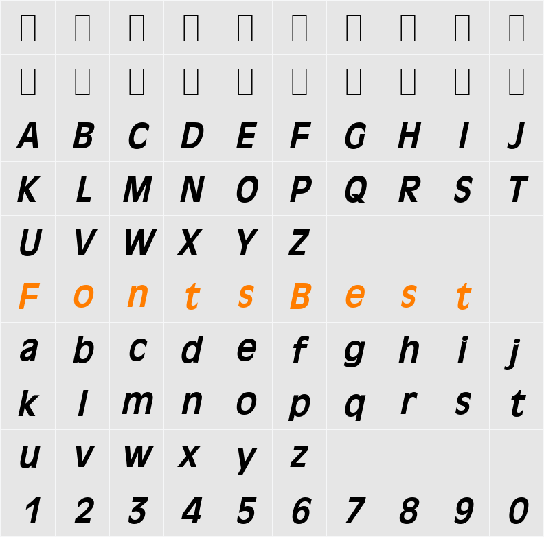 Antiqua 101 Character Map