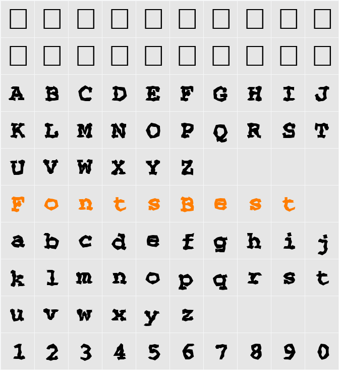 FZ WACKY 69 Character Map