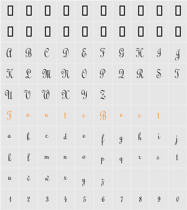 CathedralCondensed Character Map