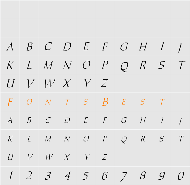 Caracub-Italic Character Map