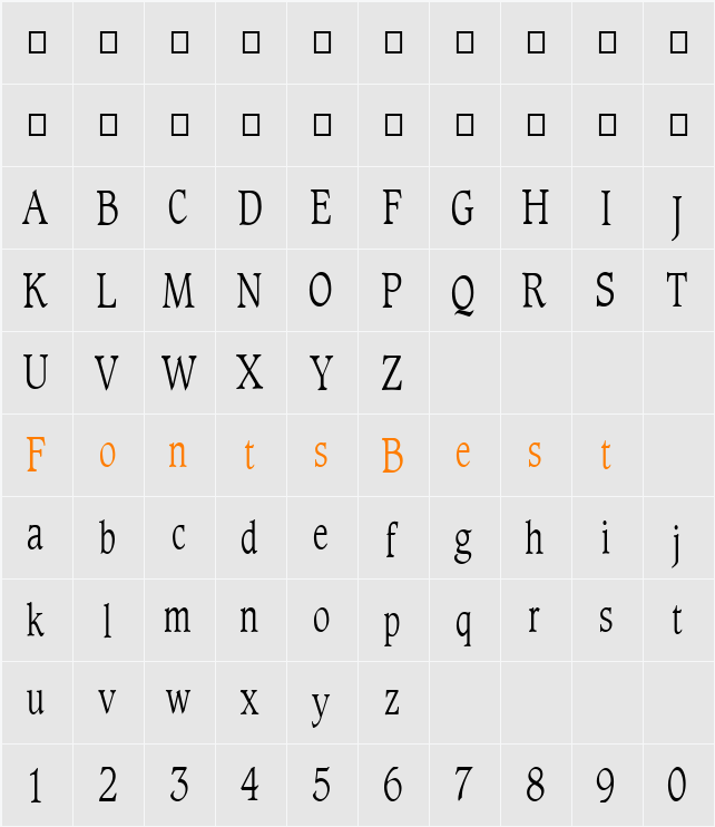 FZ ROMAN 23 COND Character Map