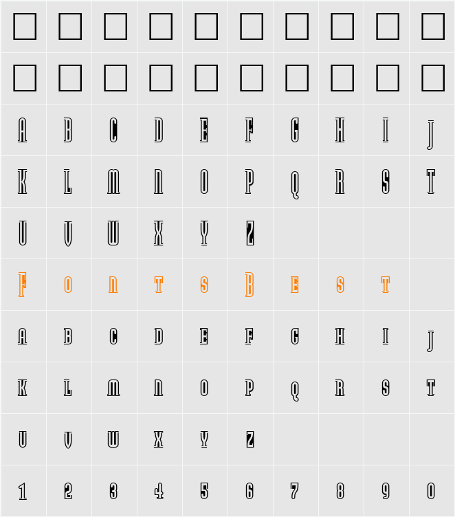 ModulaOutlinedSmallCaps Character Map