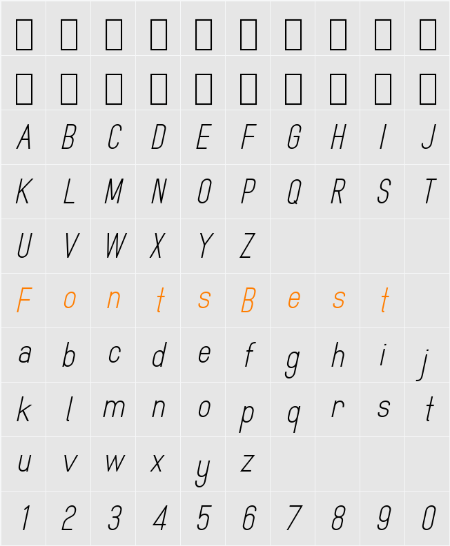 MindBlue Character Map