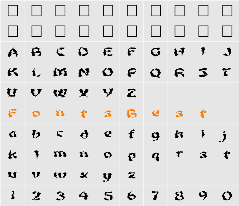 FZ WACKY 47 EX Character Map