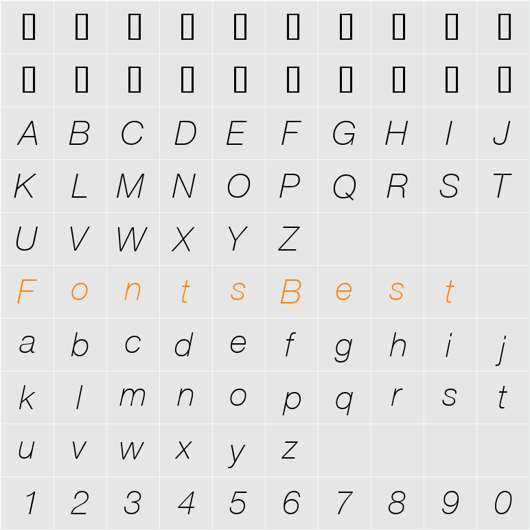 ContextRepriseThinSSi Character Map