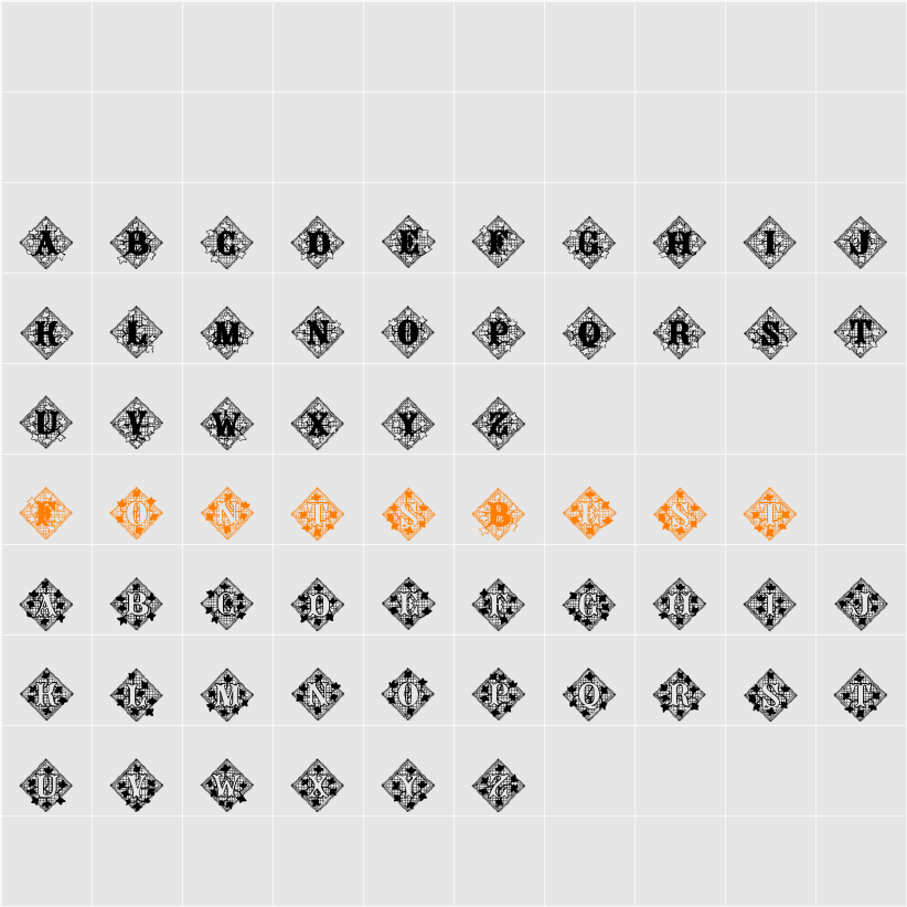 JFIvyLaceAlt Character Map