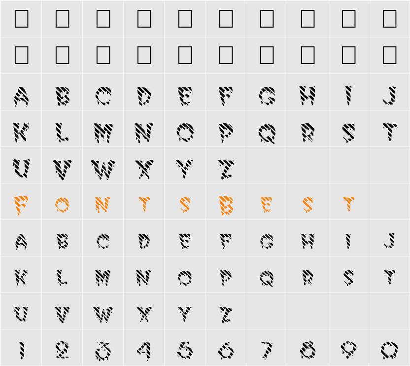 FZ UNIQUE 10 STRIPED Character Map