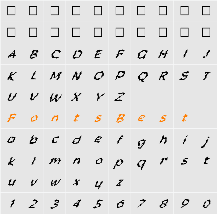 FZ WACKY 55 ITALIC Character Map