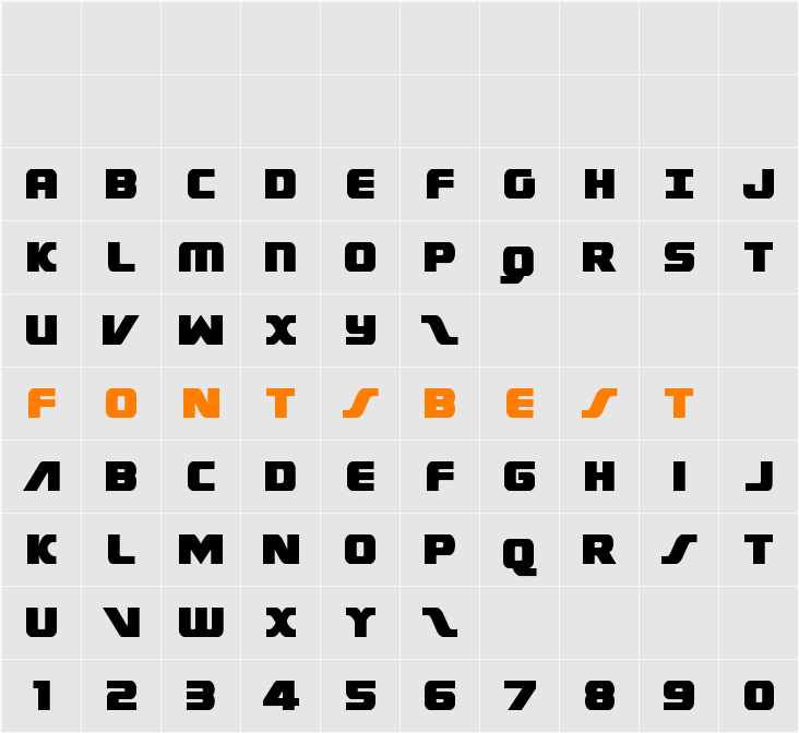 Federal Escort Condensed Character Map