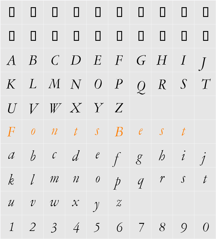 Amsterdamer-Garamont Character Map